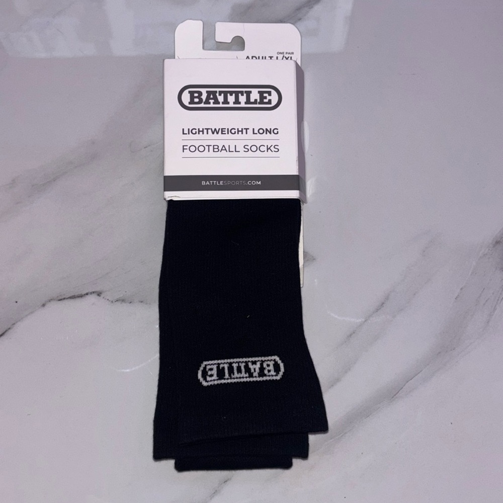 Battle Sports Black Lightweight Long Football Socks